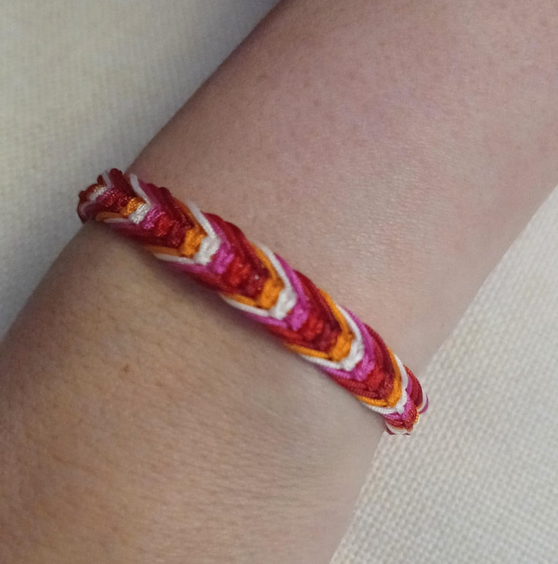 LGBTQIA+ Adjustable Handmade Woven Friendship Bracelets. MLM, Non Binary, Transgender, Lesbian, Bisexual, Rainbow. Perfect Gift.