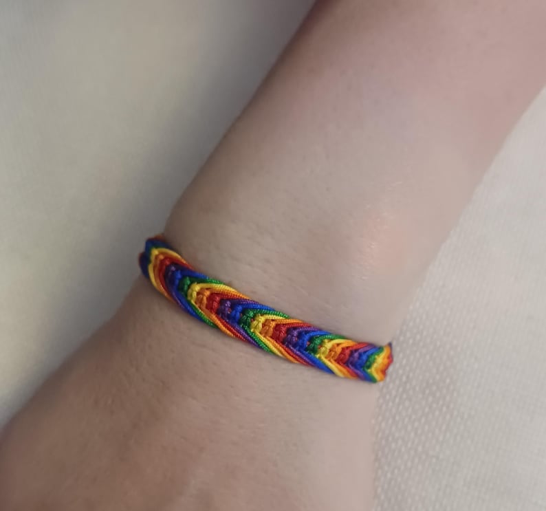 LGBTQIA+ Adjustable Handmade Woven Friendship Bracelets. MLM, Non Binary, Transgender, Lesbian, Bisexual, Rainbow. Perfect Gift.