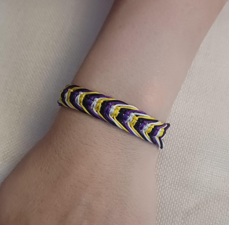 LGBTQIA+ Adjustable Handmade Woven Friendship Bracelets. MLM, Non Binary, Transgender, Lesbian, Bisexual, Rainbow. Perfect Gift.