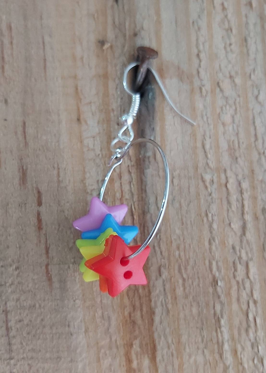 Rainbow Star hoop earings