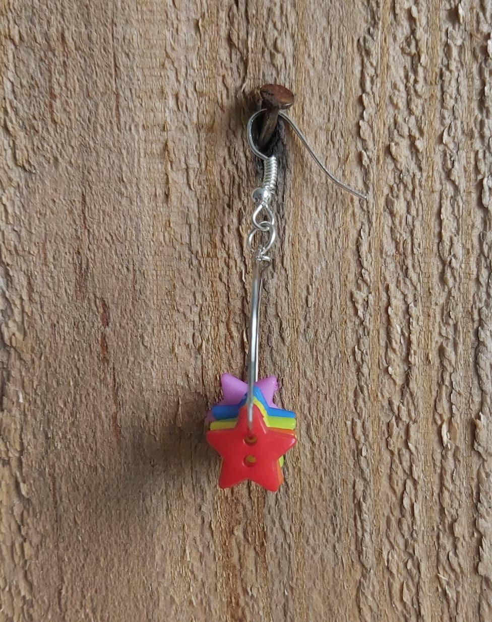 Rainbow Star hoop earings