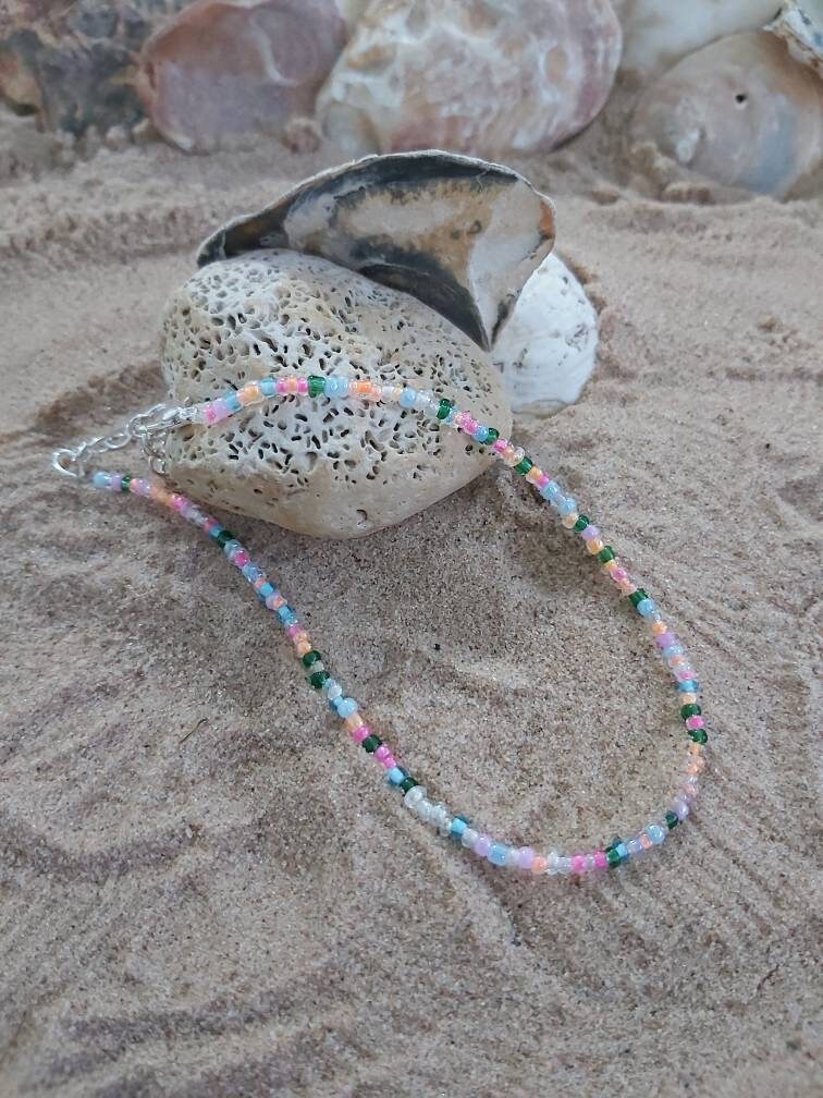book charm on a dainty seedbead anklet. Teacher gift