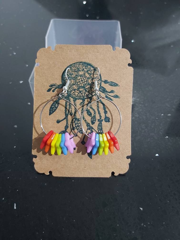 Rainbow Star hoop earings