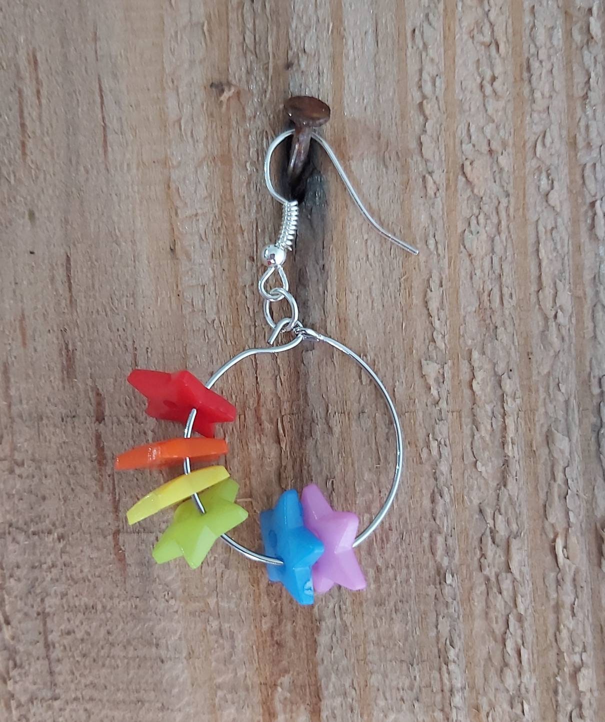 Rainbow Star hoop earings