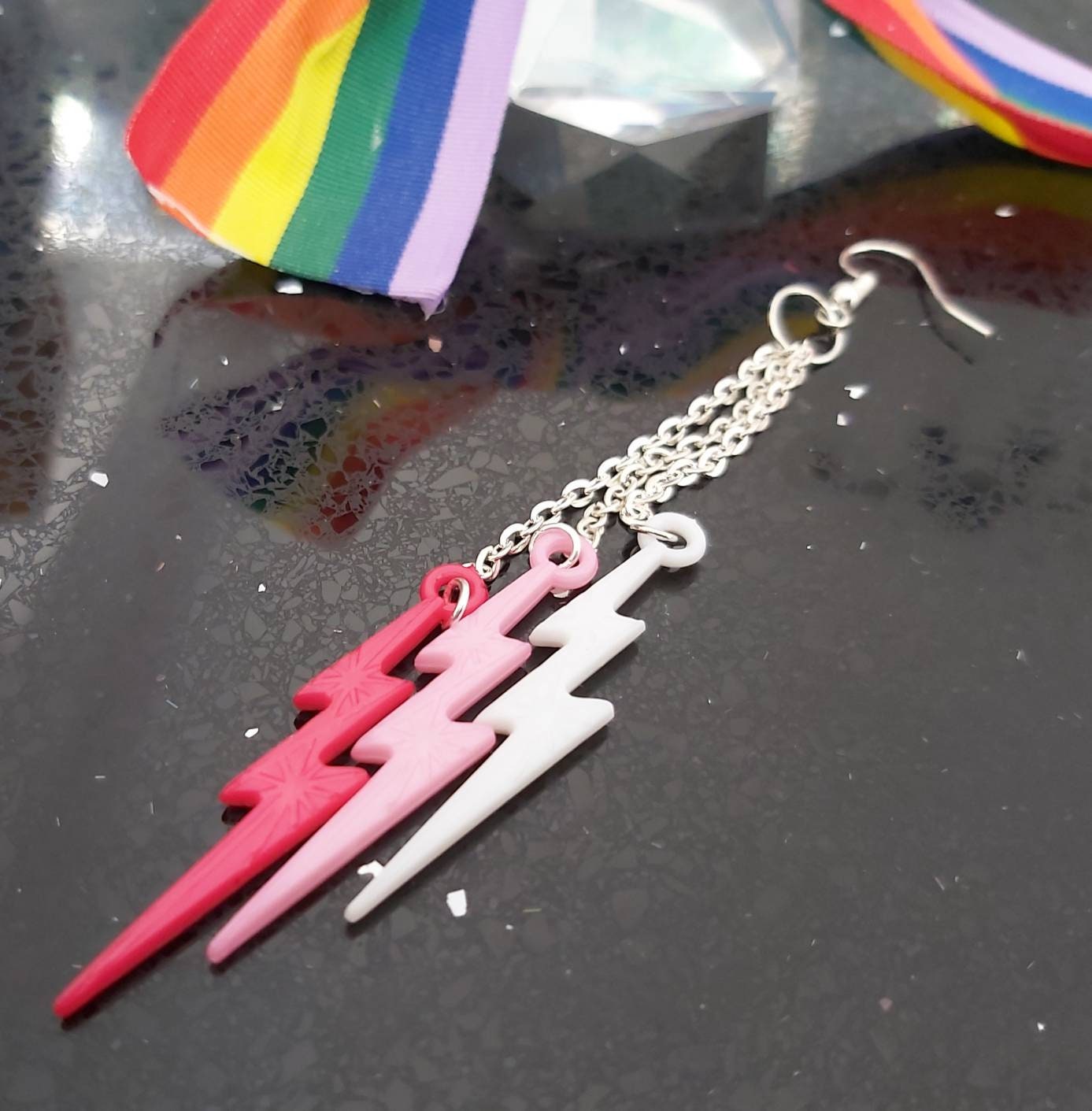 Non Binary Earrings Quad Lightening bolts!