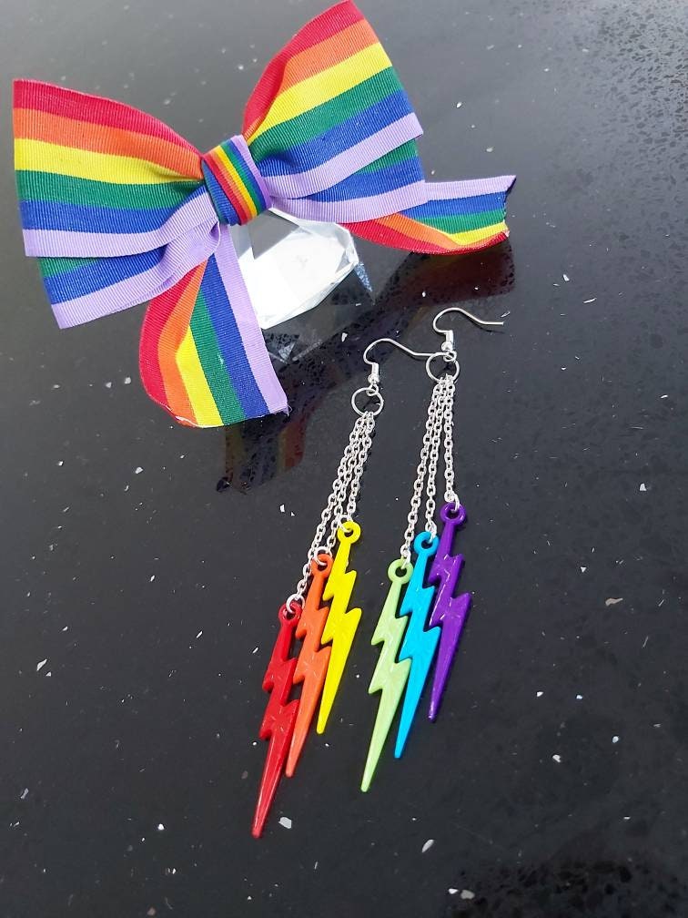 Non Binary Earrings Quad Lightening bolts!
