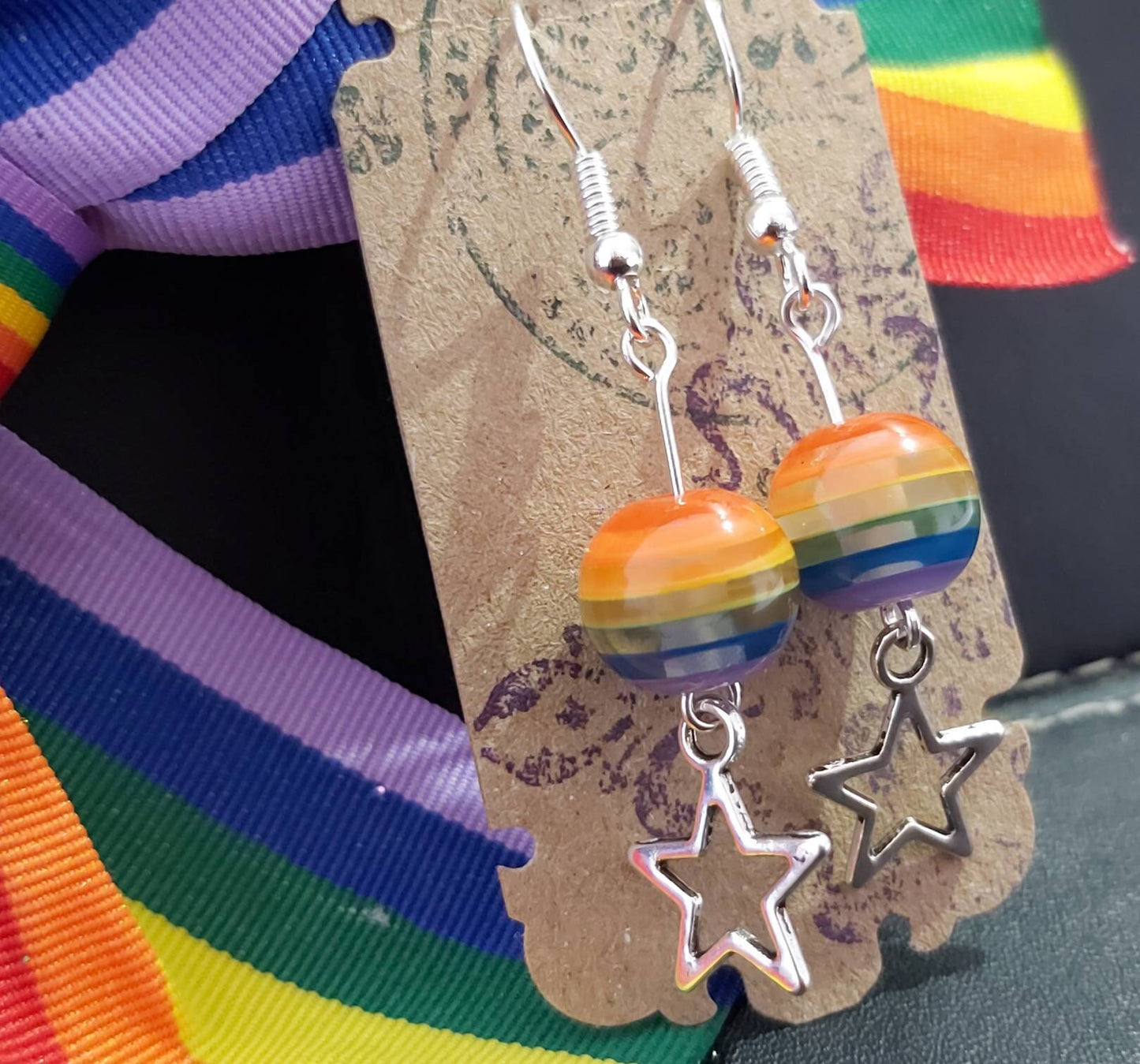 Rainbow star earrings
