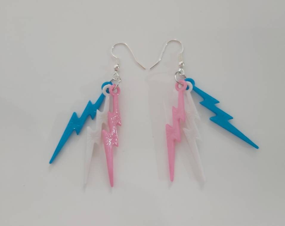 Lightning bolt earrings. Various pride flag colours.
