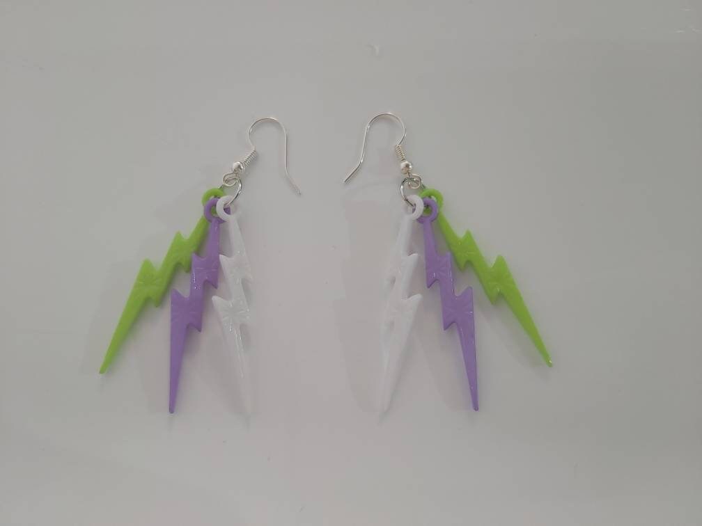 Lightning bolt earrings. Various pride flag colours.