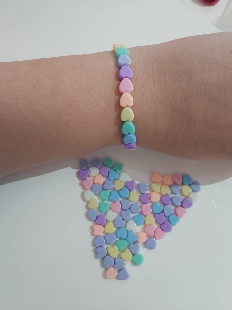 Kawaii, harajuku pastle rainbow bead bracelet.