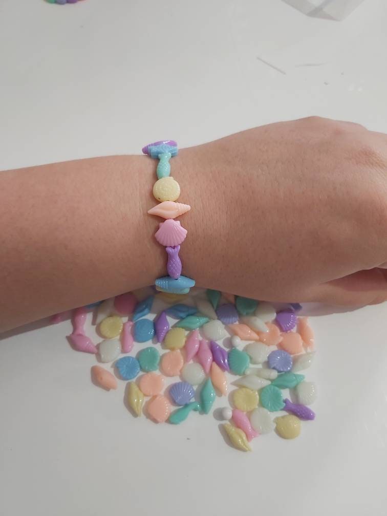 Kawaii, harajuku pastle rainbow bead bracelet. Nautical theme.