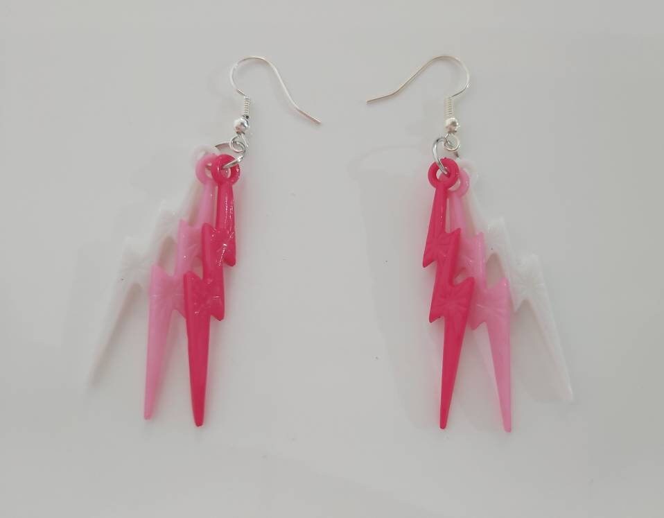 Lightning bolt earrings. Various pride flag colours.