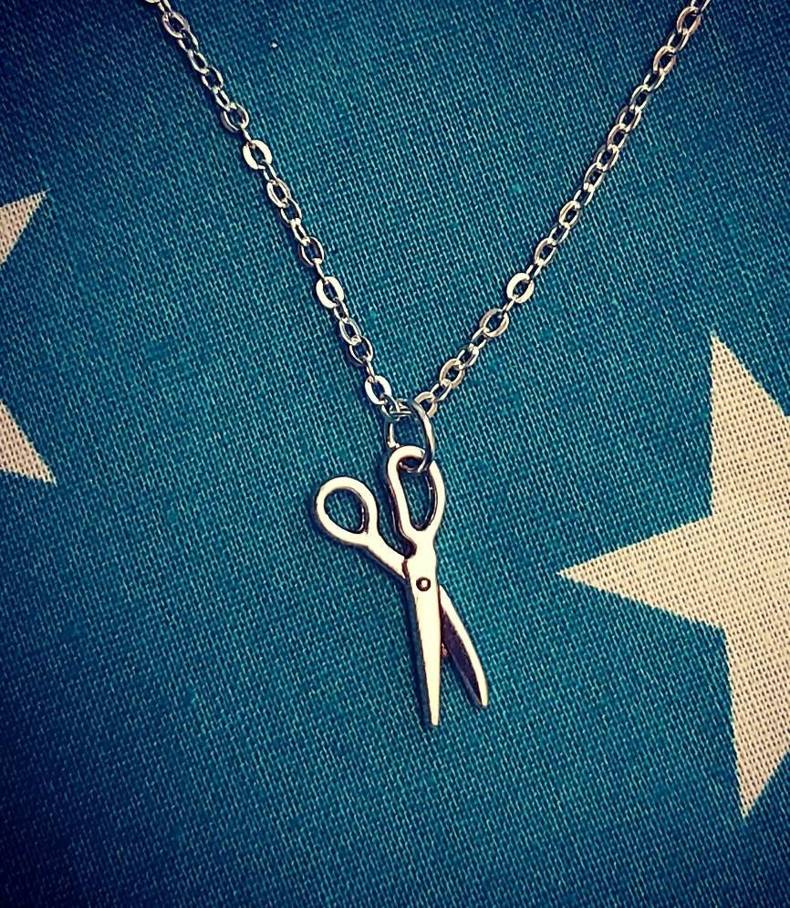 Scissors ,hairdresser , seamstress necklace and earrings.