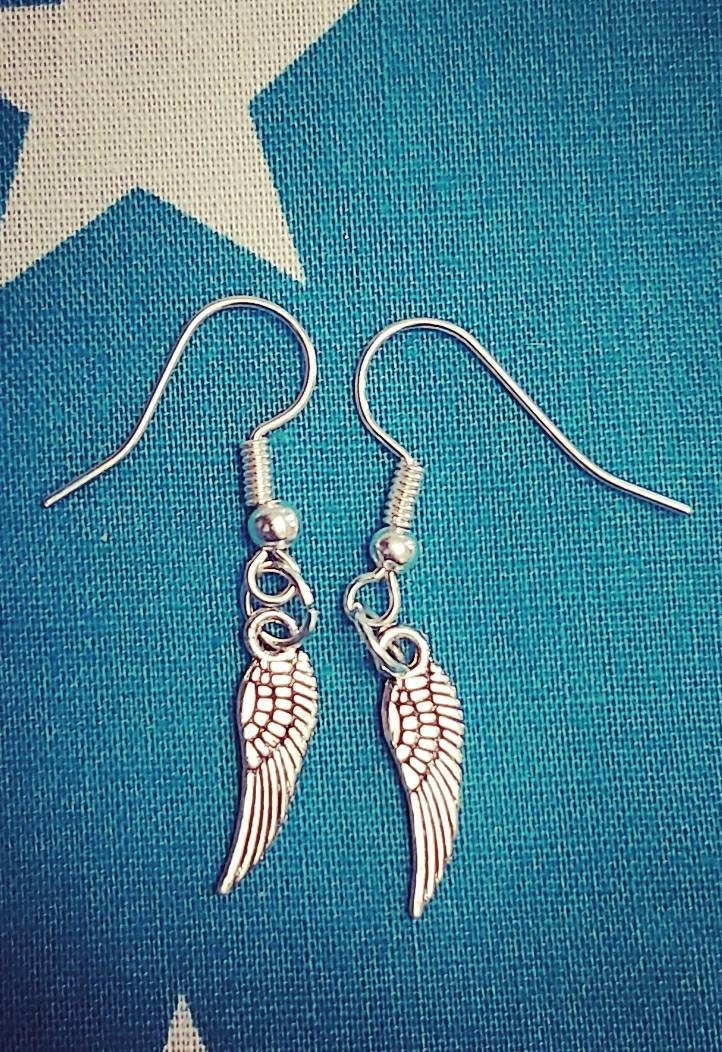 Angel wings necklace and earrings.
