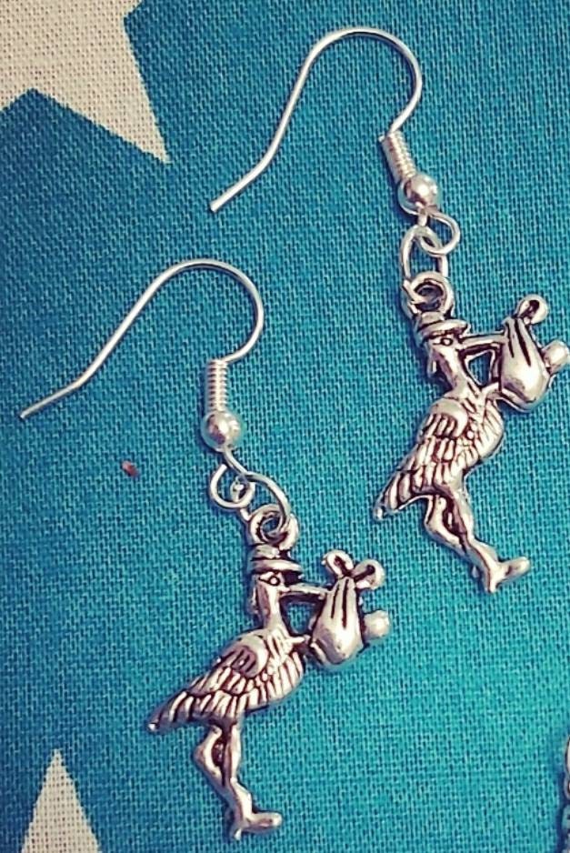 Stork and Baby Tibetan jewellery set