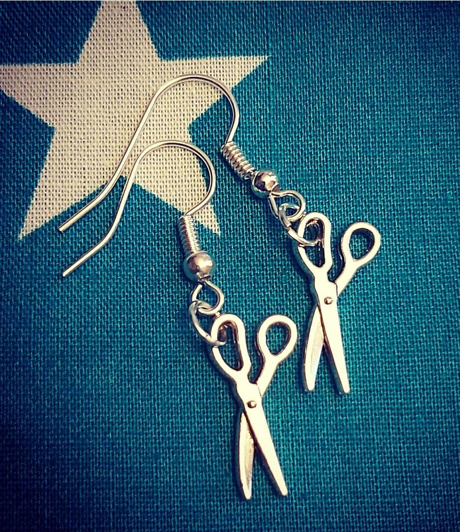 Scissors ,hairdresser , seamstress necklace and earrings.
