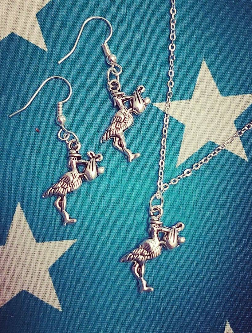 Stork and Baby Tibetan jewellery set