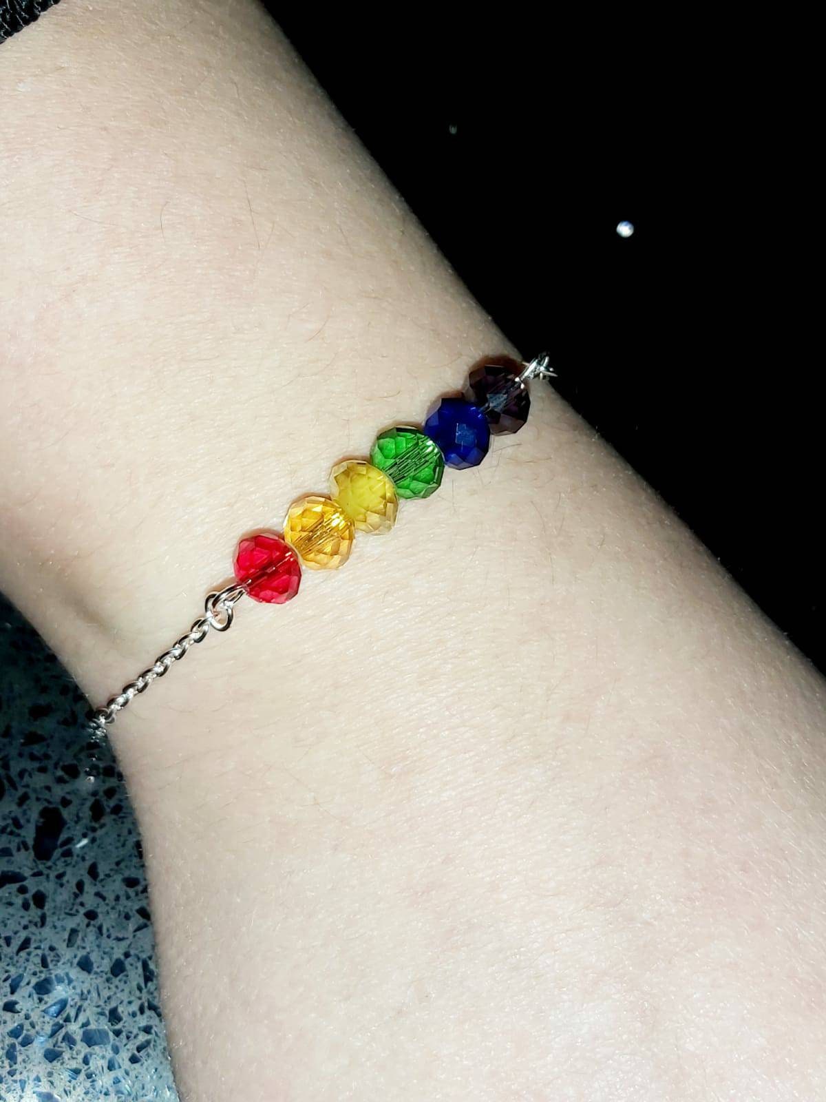 Rainbow bracelet with Glass Beads and fully Adjustable