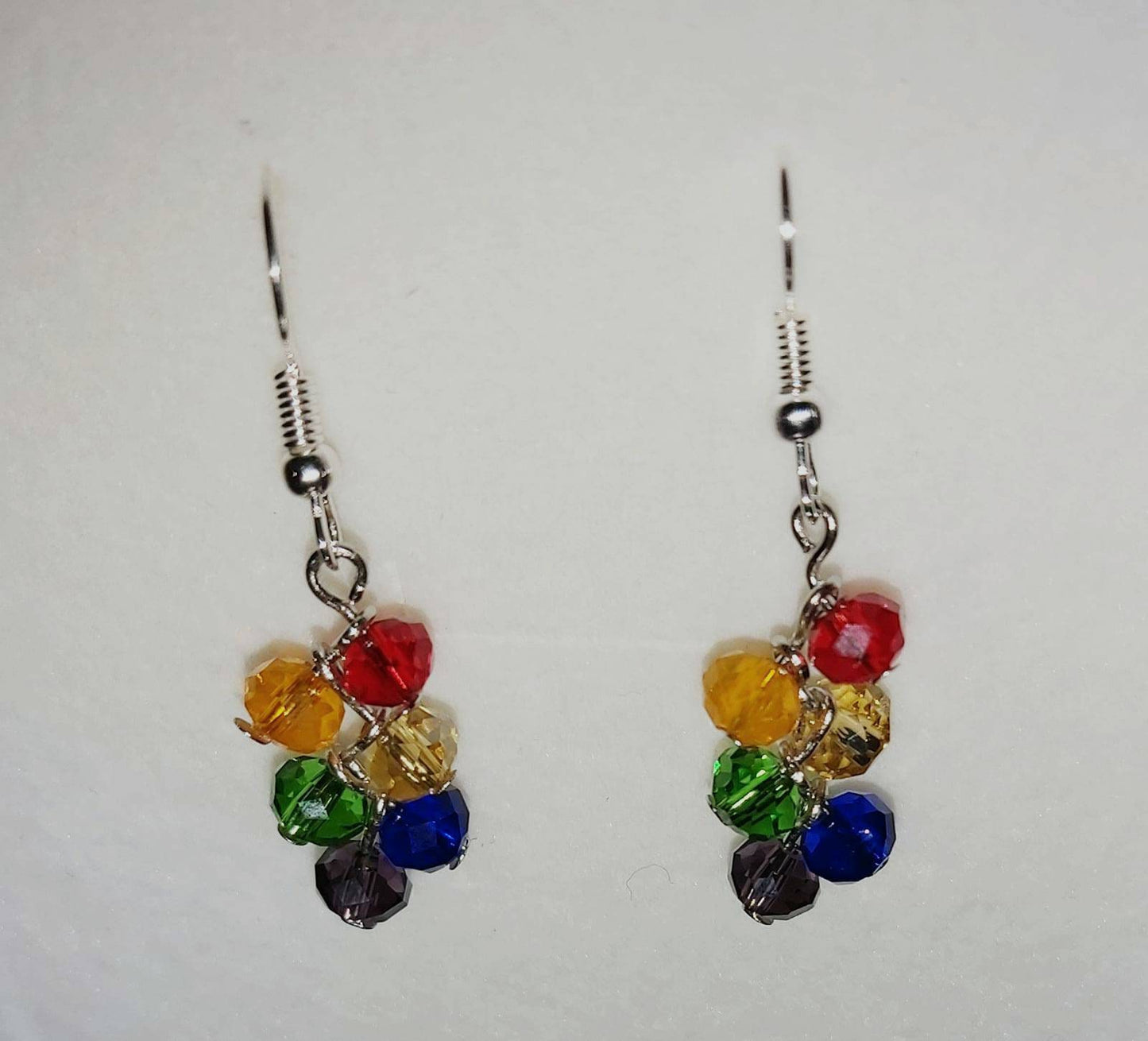 Rainbow glass bead Cluster earrings