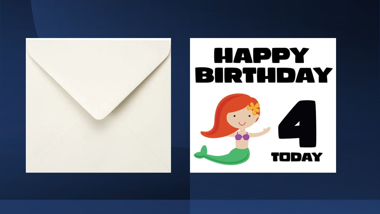 Mermaid Birthday Card Kids Age Card