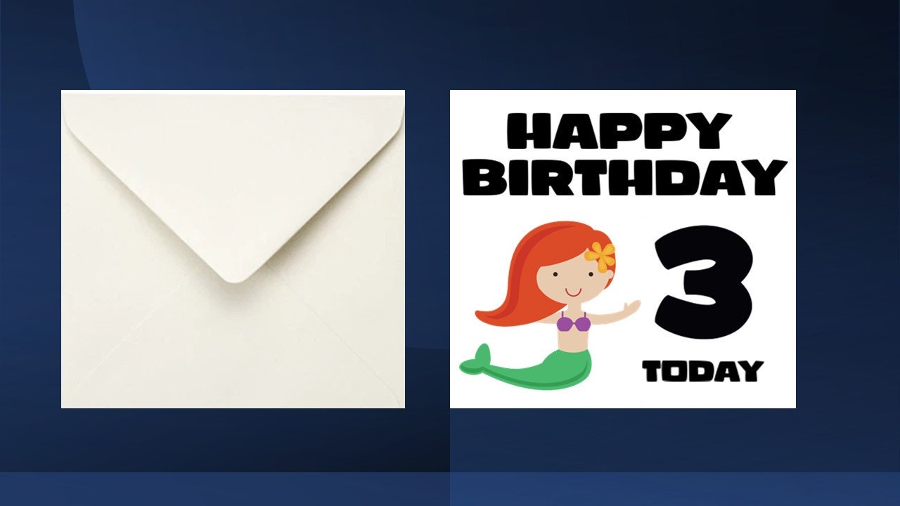 Mermaid Birthday Card Kids Age Card