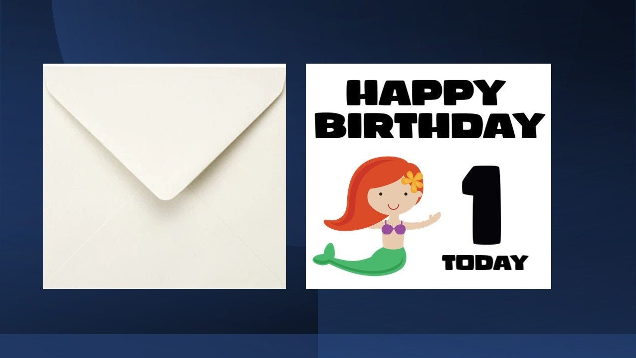 Mermaid Birthday Card Kids Age Card