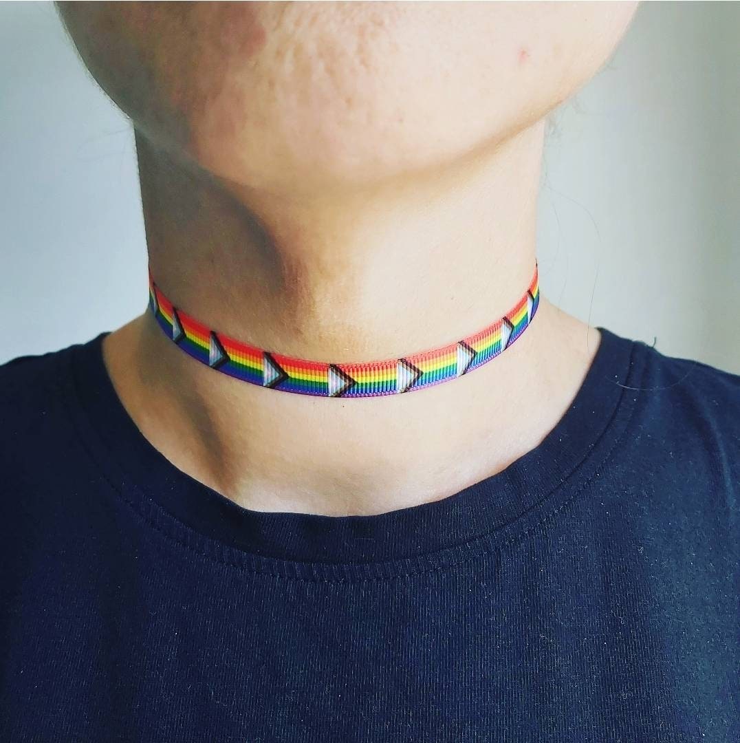 Progressive rainbow Choker necklace Adjustable
