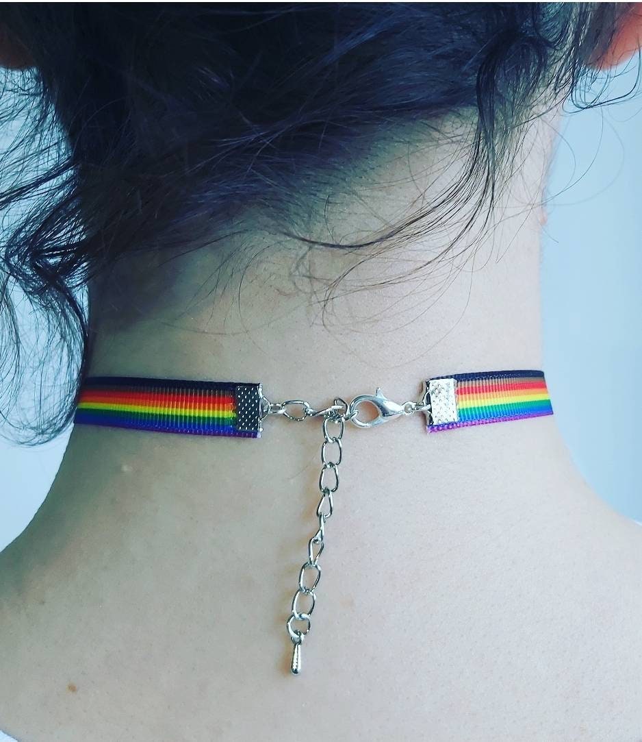 Inclusive Rainbow Choker necklace Adjustable