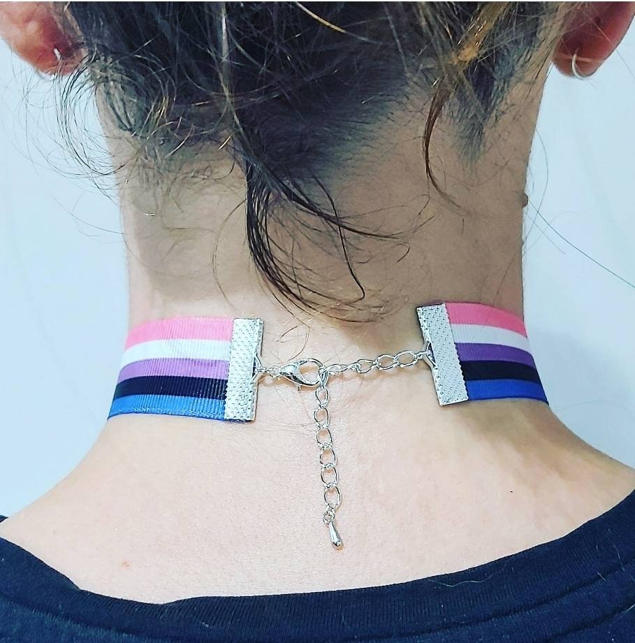 Genderfluid Pride Choker necklace Adjustable