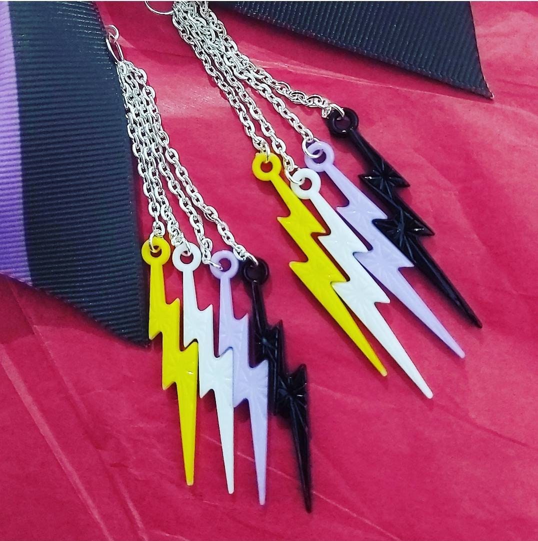 Non Binary Earrings Quad Lightening bolts!