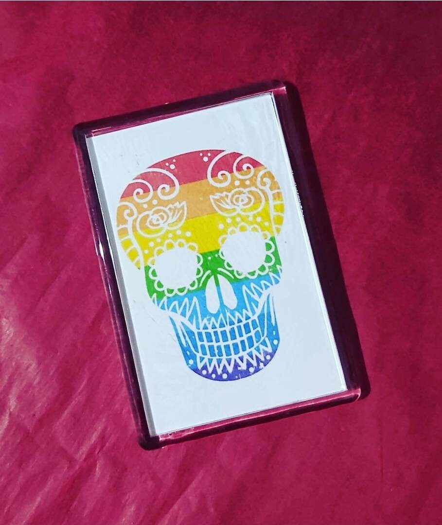 Gay Pride Sugar Skull Fridge Magnet