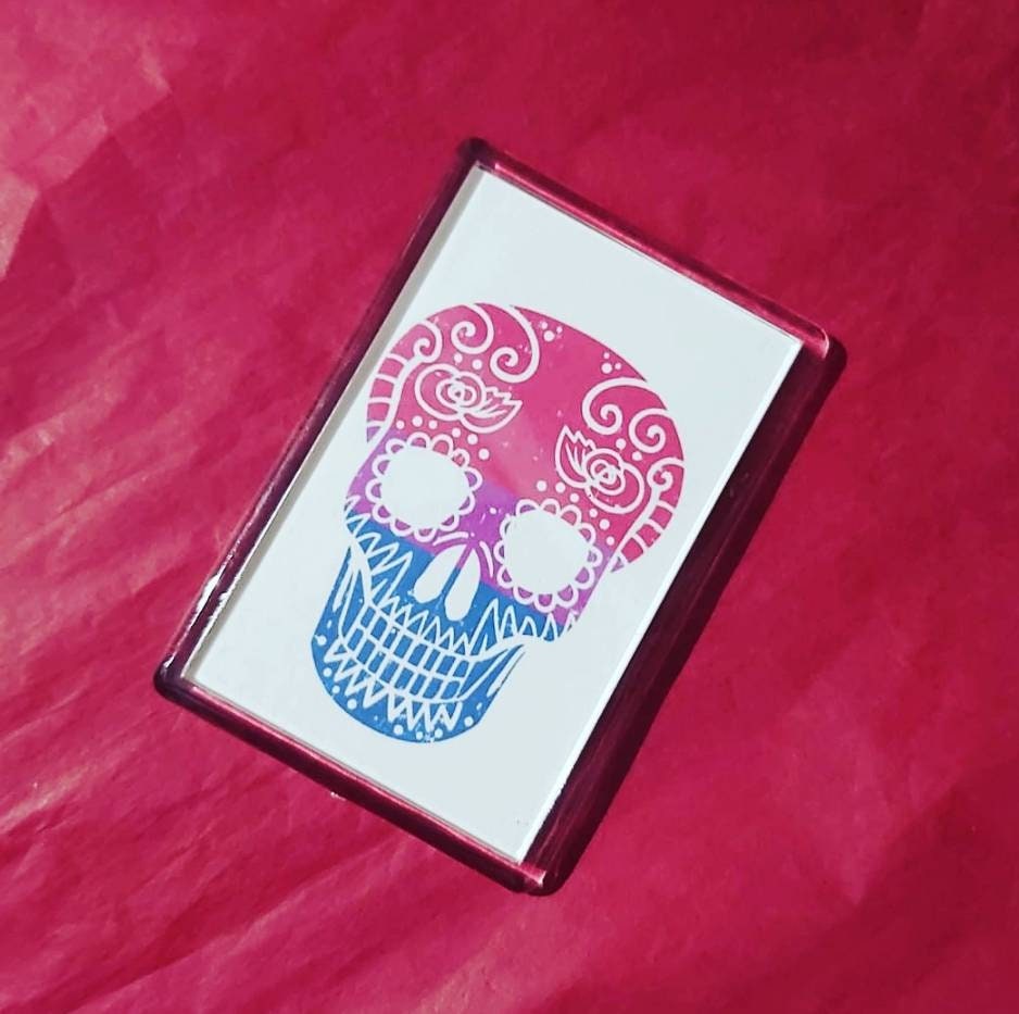 Bisexual Sugar Skull Fridge Magnet