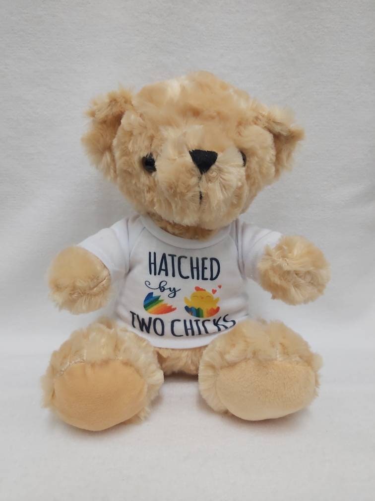 Two mums pride Teddy bear. Hatched by two chick's.