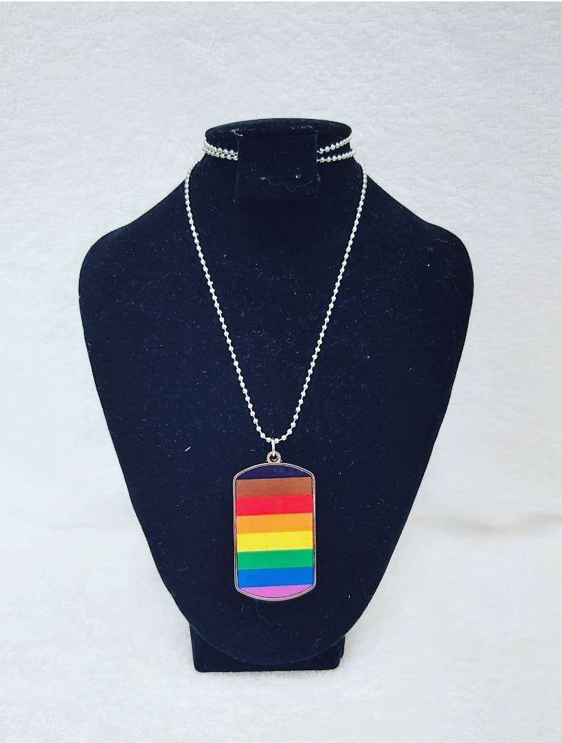 Inclusive Rainbow Dog Tag Necklace
