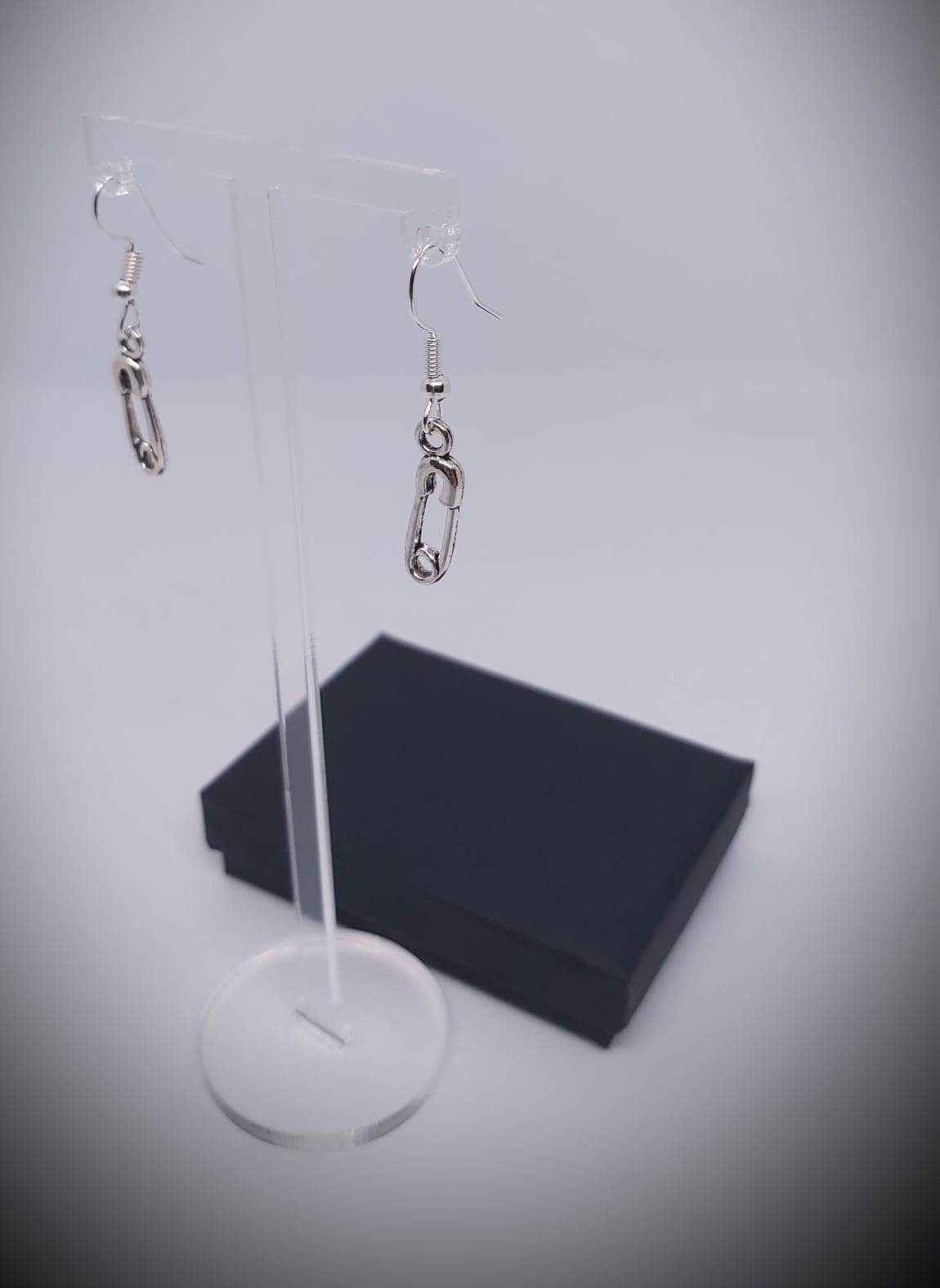 Cute safety pin nappy pin earrings Tibetan silver