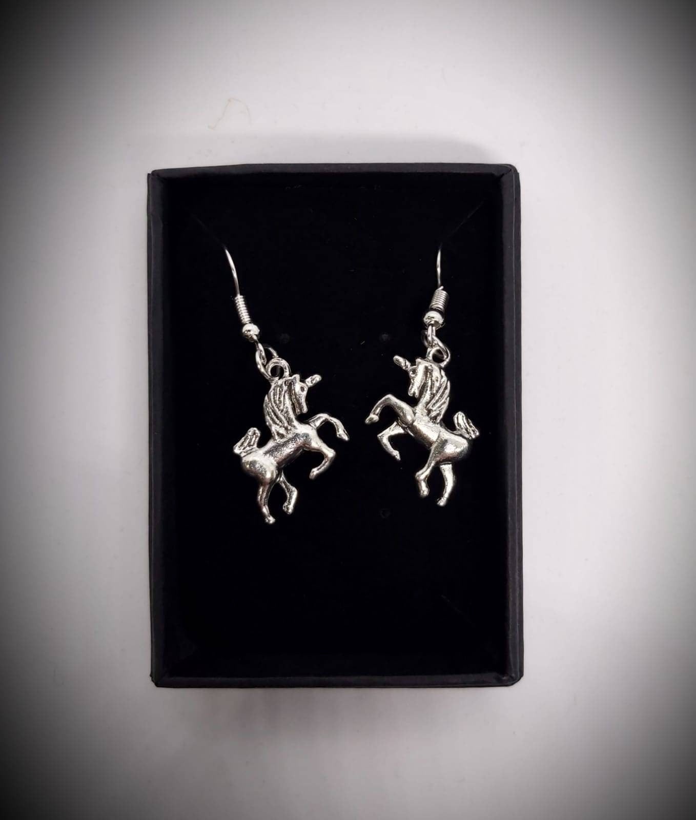 Cute unicorn earrings Tibetan silver
