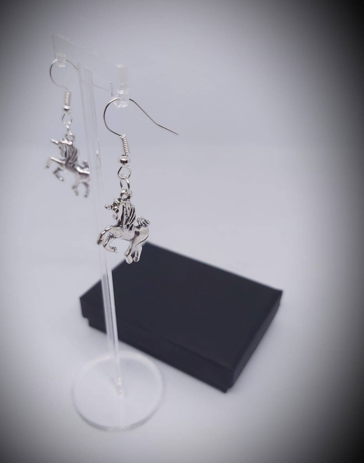 Cute unicorn earrings Tibetan silver