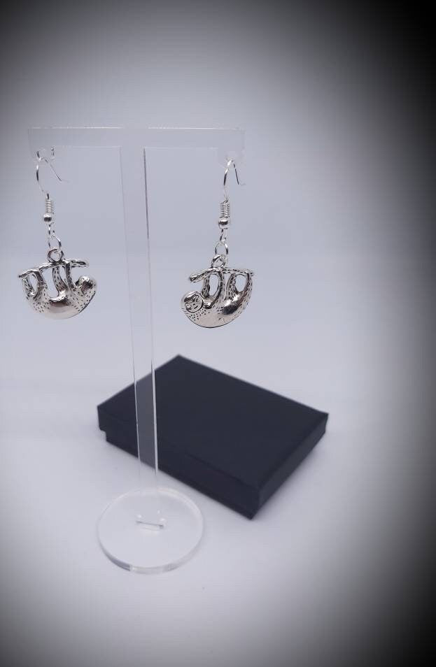 Cute Sloth earrings Tibetan silver