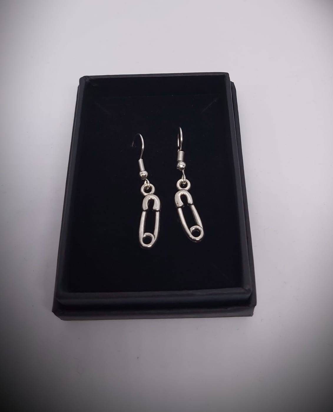 Cute safety pin nappy pin earrings Tibetan silver