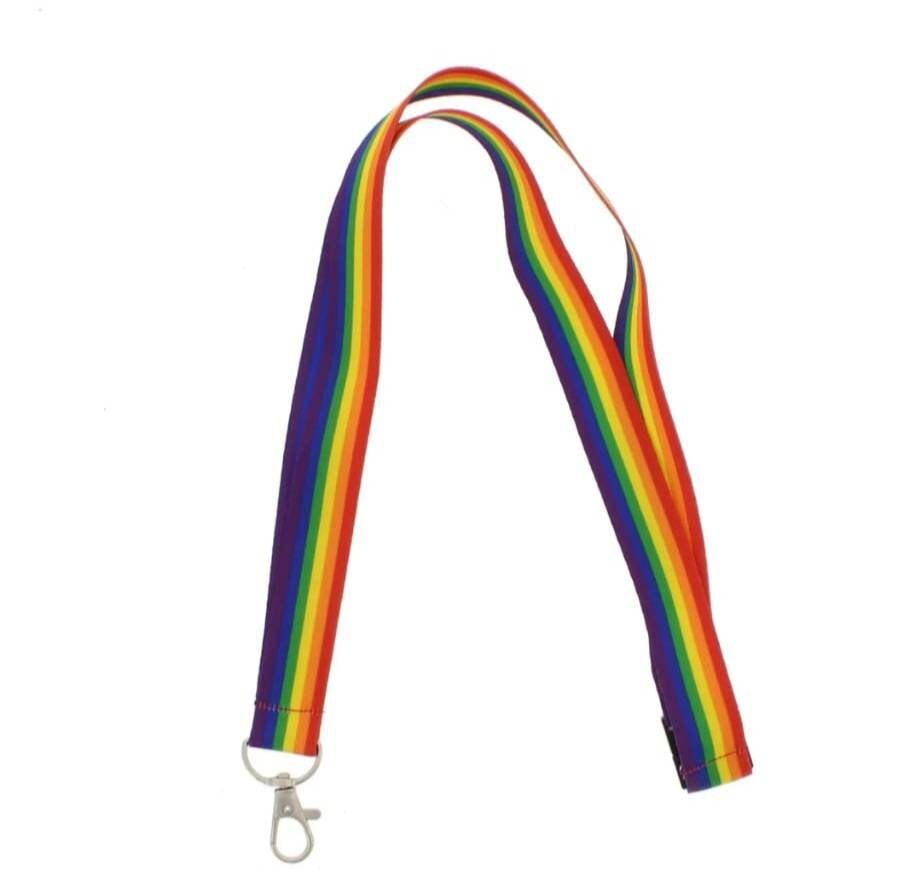 Genderqueer Gay pride LGBTQIA lanyard with safety clip