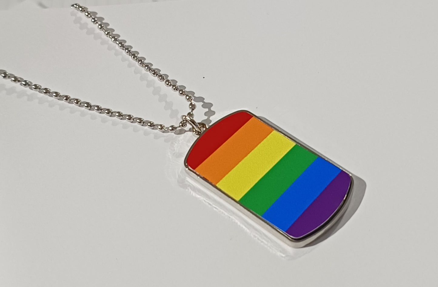 Rainbow Dog Tag Necklace