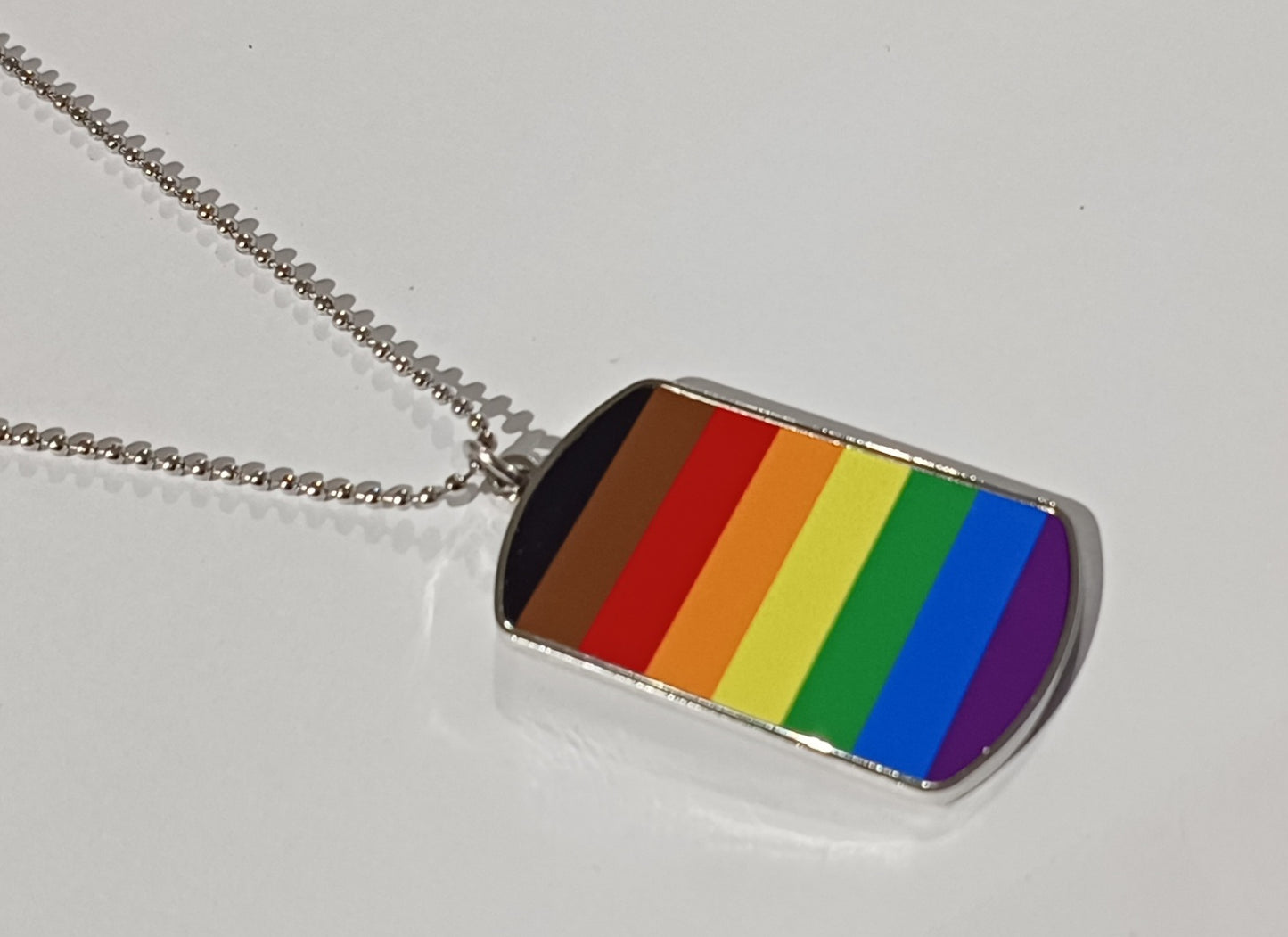 Inclusive Rainbow Dog Tag Necklace