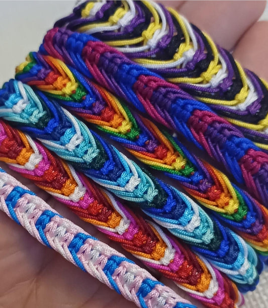 LGBTQIA+ Adjustable Handmade Woven Friendship Bracelets. MLM, Non Binary, Transgender, Lesbian, Bisexual, Rainbow. Perfect Gift.