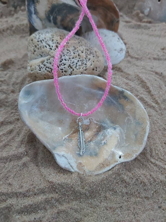 Feather charm anklet