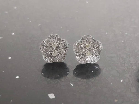 Cute glittery flower button stud earrings