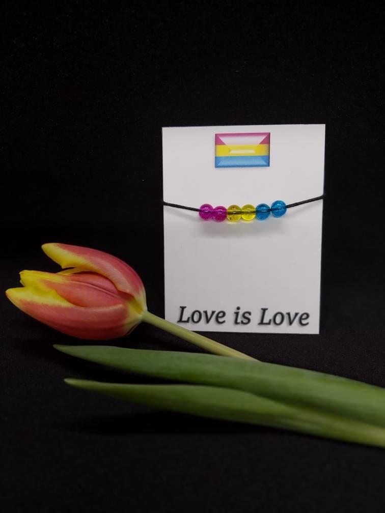 Asexual/Ace Bracelet Gift. Adjustable Rainbow. Glass Beads