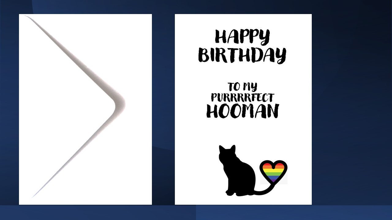 Cat Mom or Dad Birthday Card Purrfect Hooman