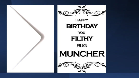 Rug Muncher Funny 18+ Birthday Card.