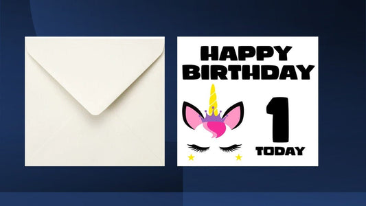 Unicorn Birthday Card Kids Age Card