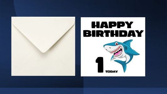 Shark Birthday Card Kids Age Card